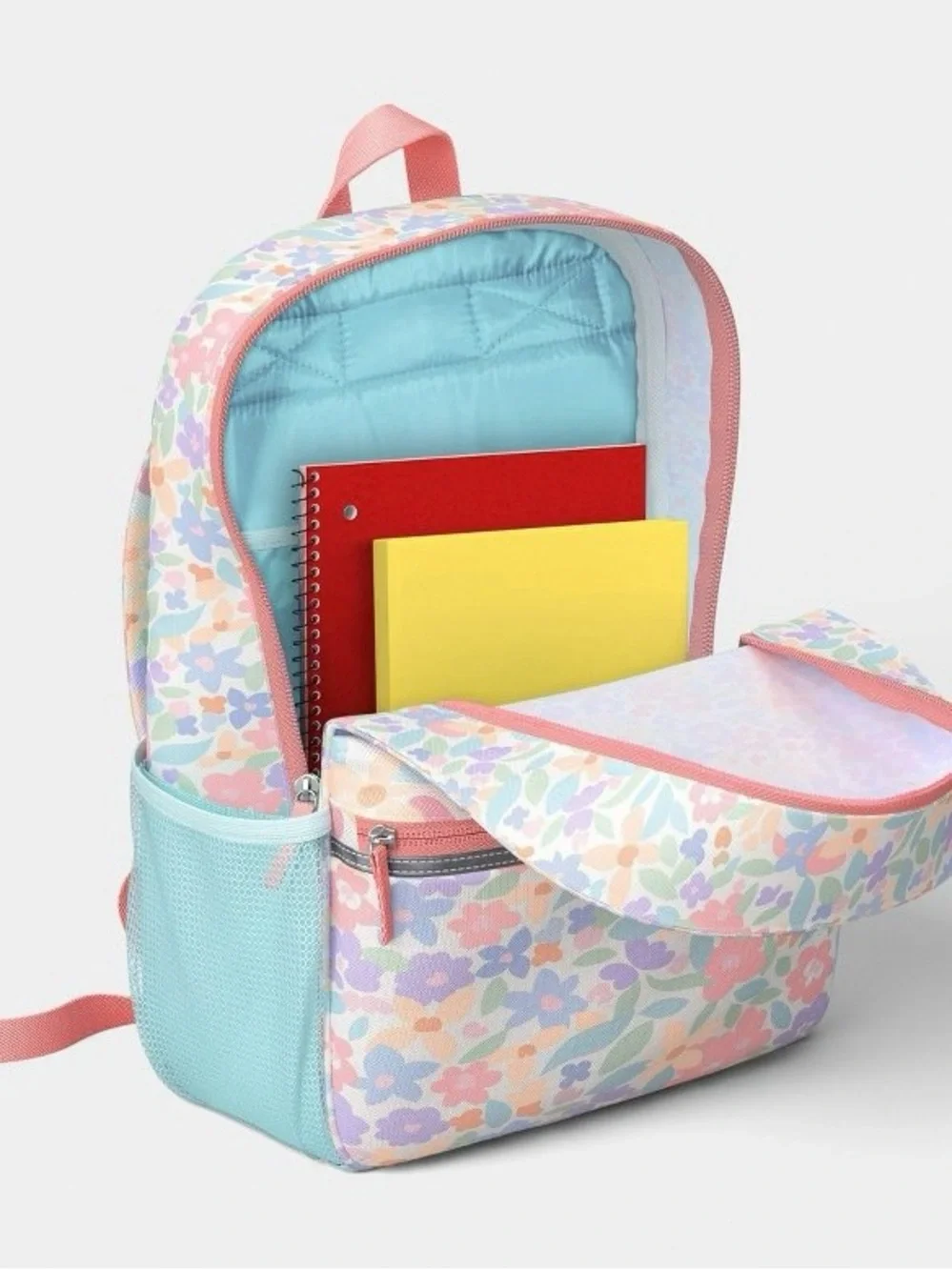 Kids Women’s Multi Colored Floral Printed Backpack Water Bottle Lunch Bag Sets